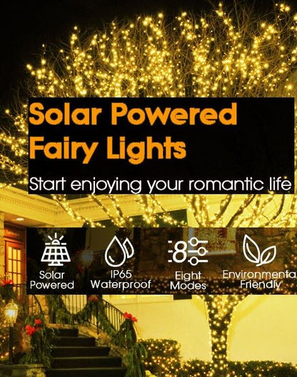 20M Solar Powered Outdoor Fairy Lights with 8 Lighting Modes