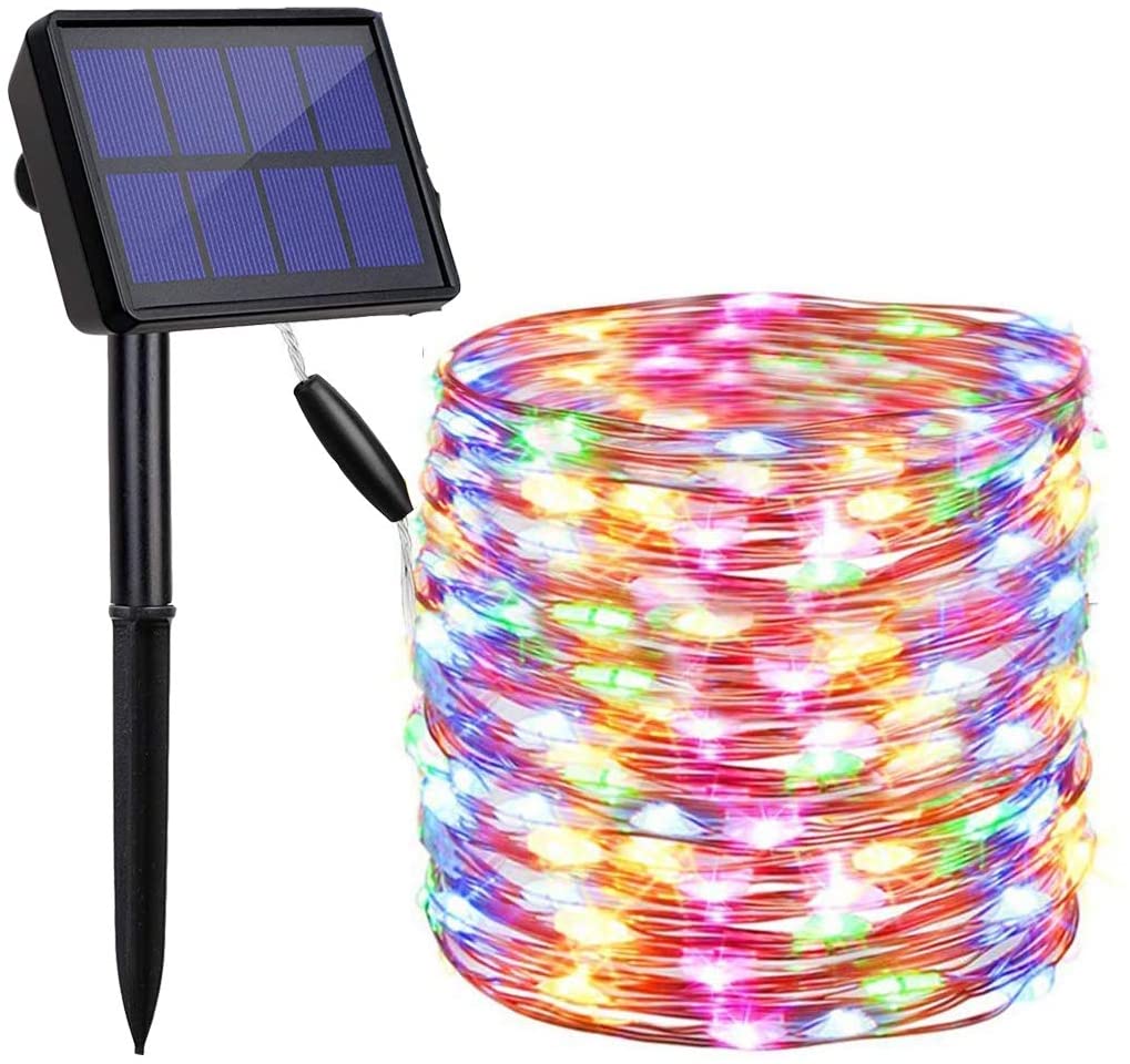 20M Multi Colour Solar Powered Outdoor Fairy Lights with 8 Lighting Modes