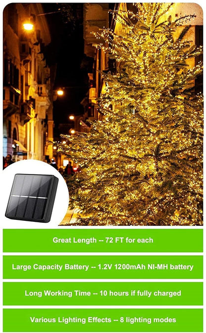 20M Multi Colour Solar Powered Outdoor Fairy Lights with 8 Lighting Modes