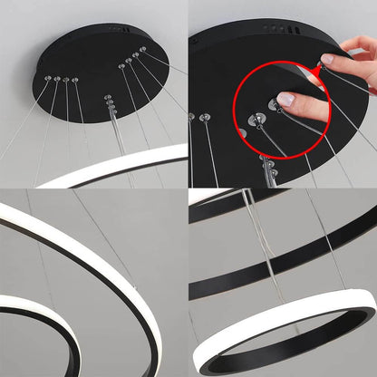 NOVA 3-Ring Black LED Tri-Colour Pendant Light