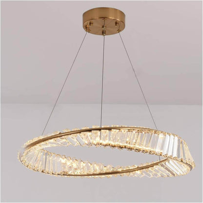 FORBES 30W Remote Control LED Crystal Chandelier with Gold Edging