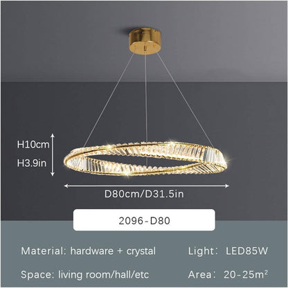 FORBES 30W Remote Control LED Crystal Chandelier with Gold Edging