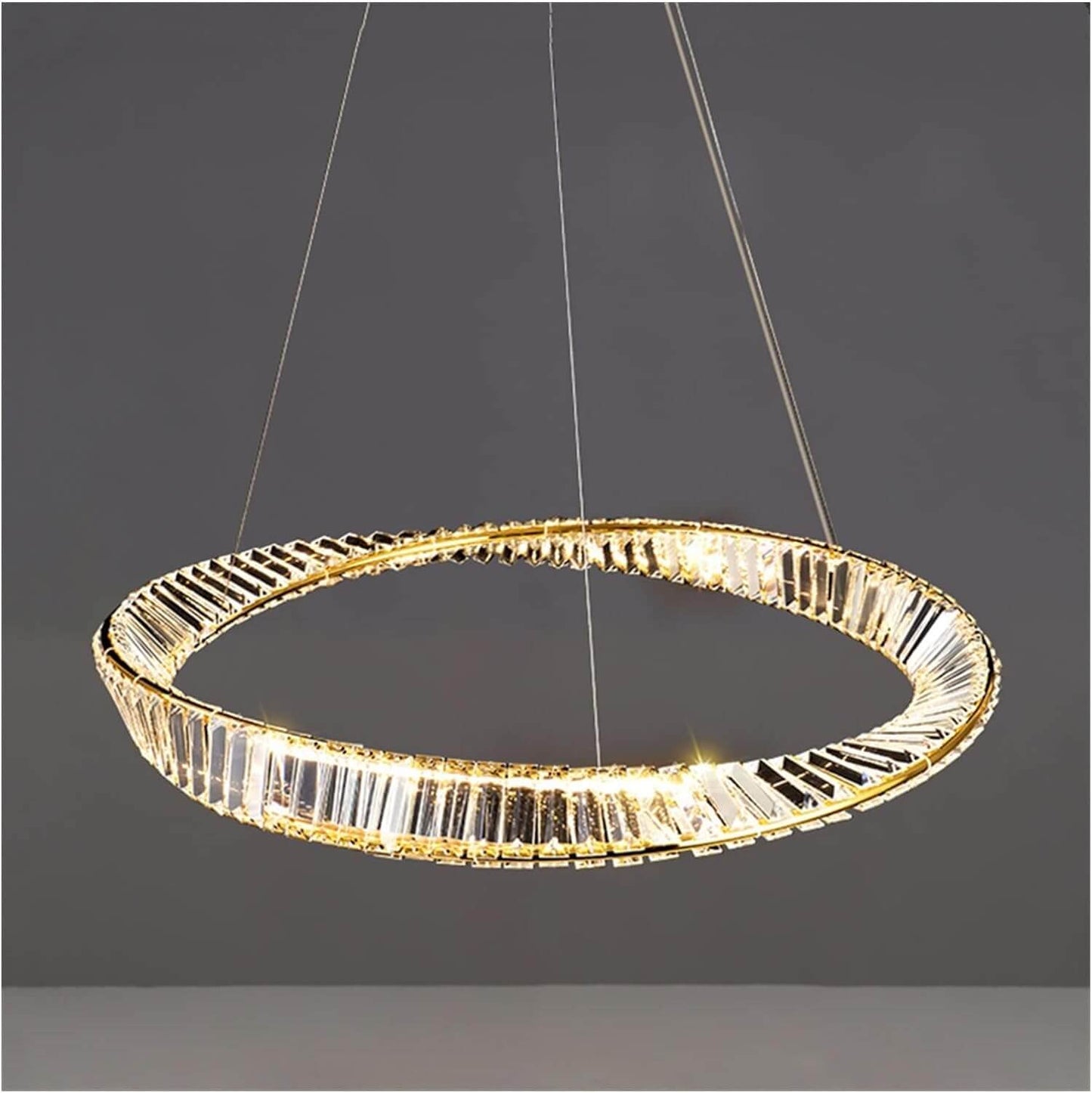 FORBES 30W Remote Control LED Crystal Chandelier with Gold Edging