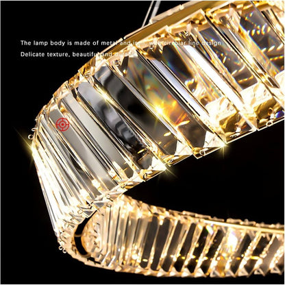 FORBES 30W Remote Control LED Crystal Chandelier with Gold Edging