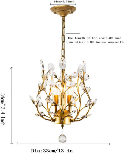 ELIZABETH 3 Light Gold Vintage Crystal Chandelier