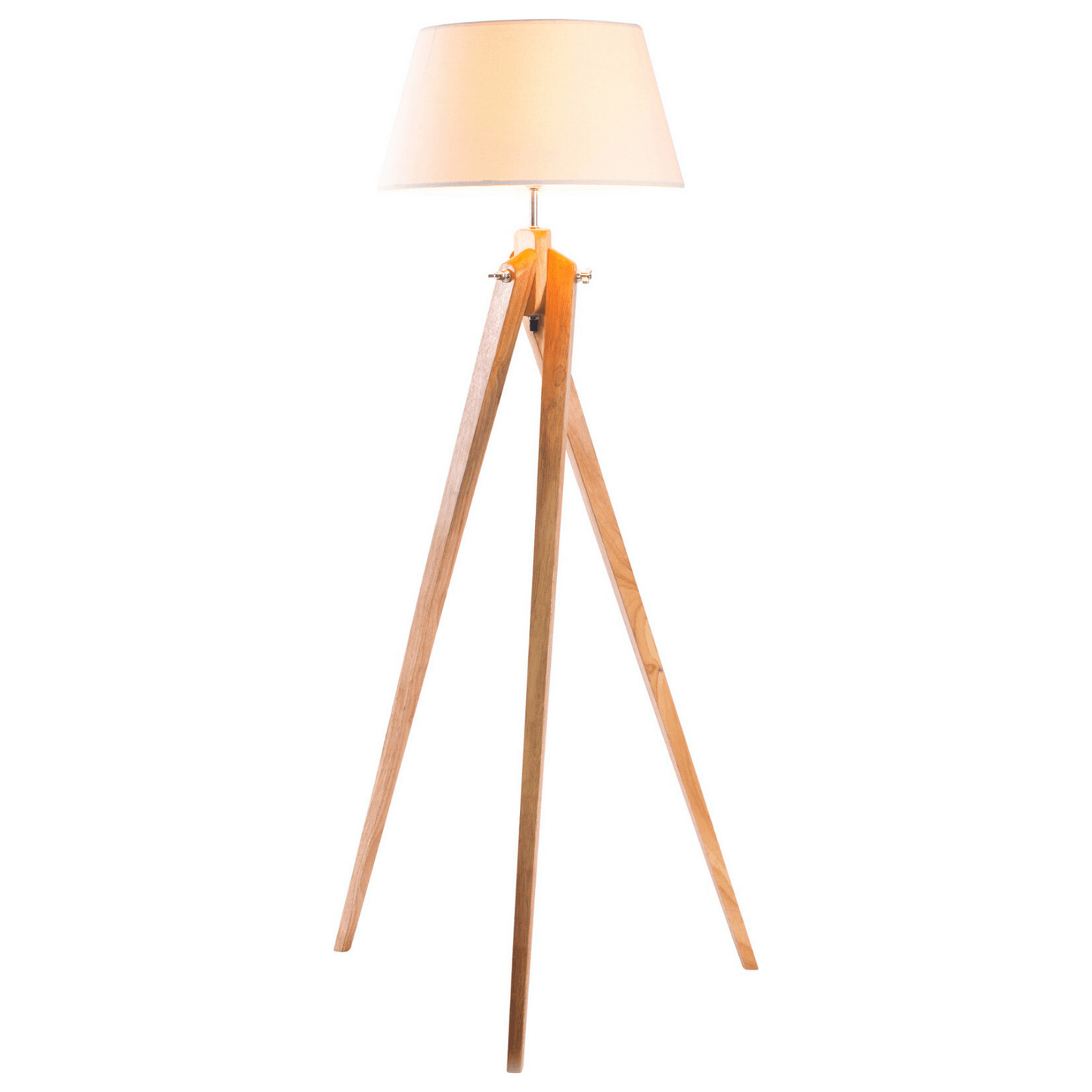 Large Tripod Floor Lamp Linen Shade Modern Bamboo Wooden Retro Twist Light