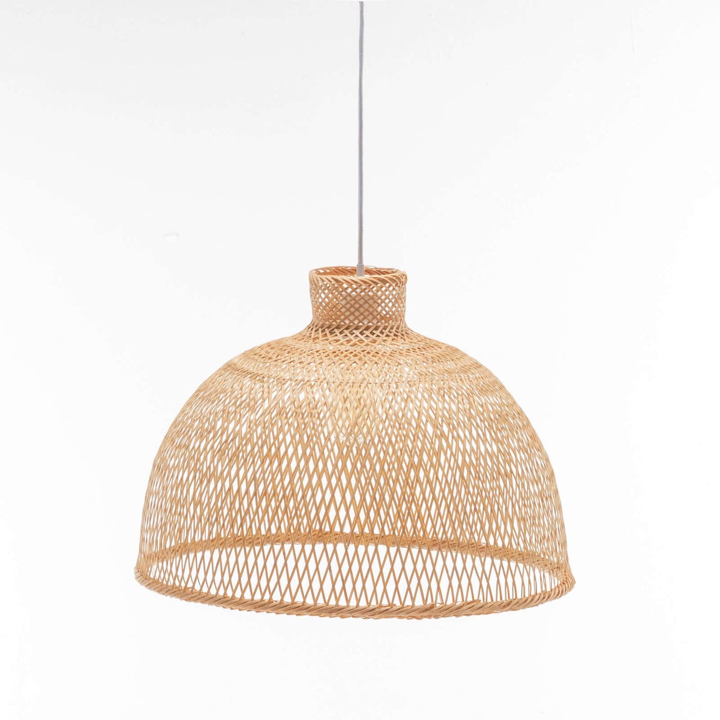 Natural Hand Woven Bamboo Dome Pendant Lamp Hanging Light Rattan Style