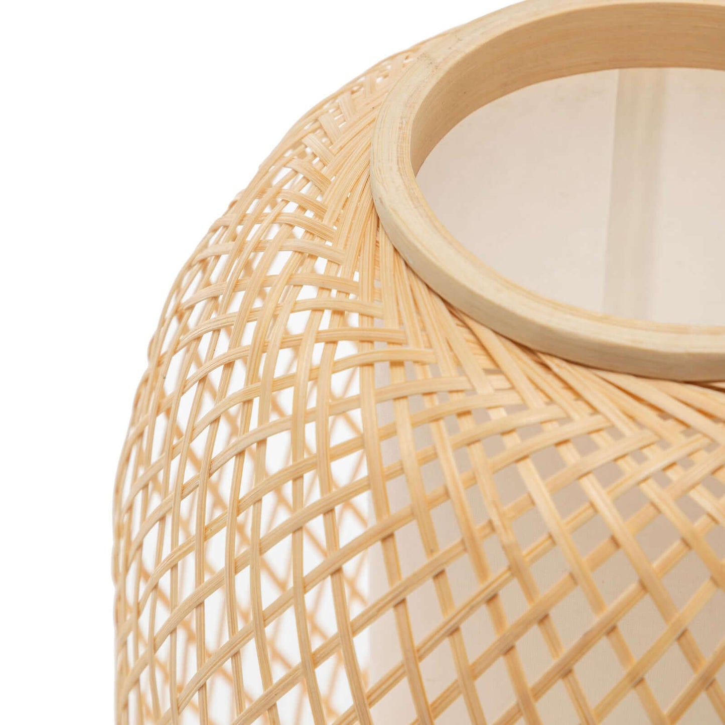 Natural Woven Bamboo Oval Table Lamp Light Shade Boho Tropical Coastal