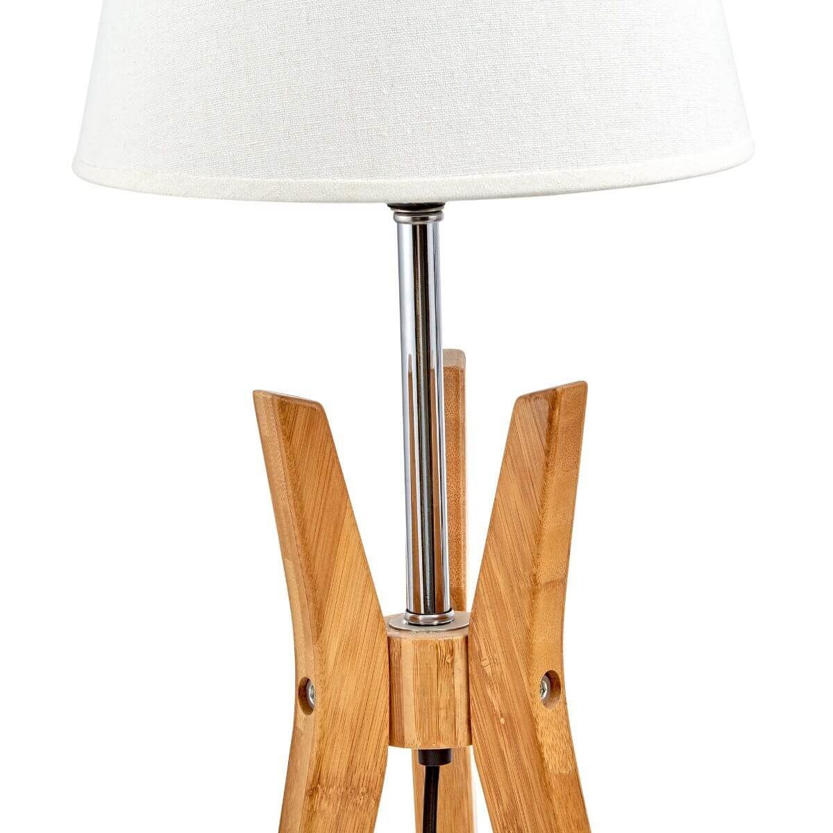 Bamboo Tripod Table Or Desk Modern Rustic Geo Light w Linen Shade