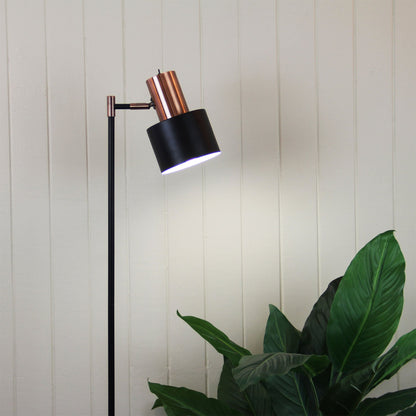 Ari 1 Light Floor Lamp Black With Copper Head - SL98787CO-Floor Lamps-Oriel Lighting