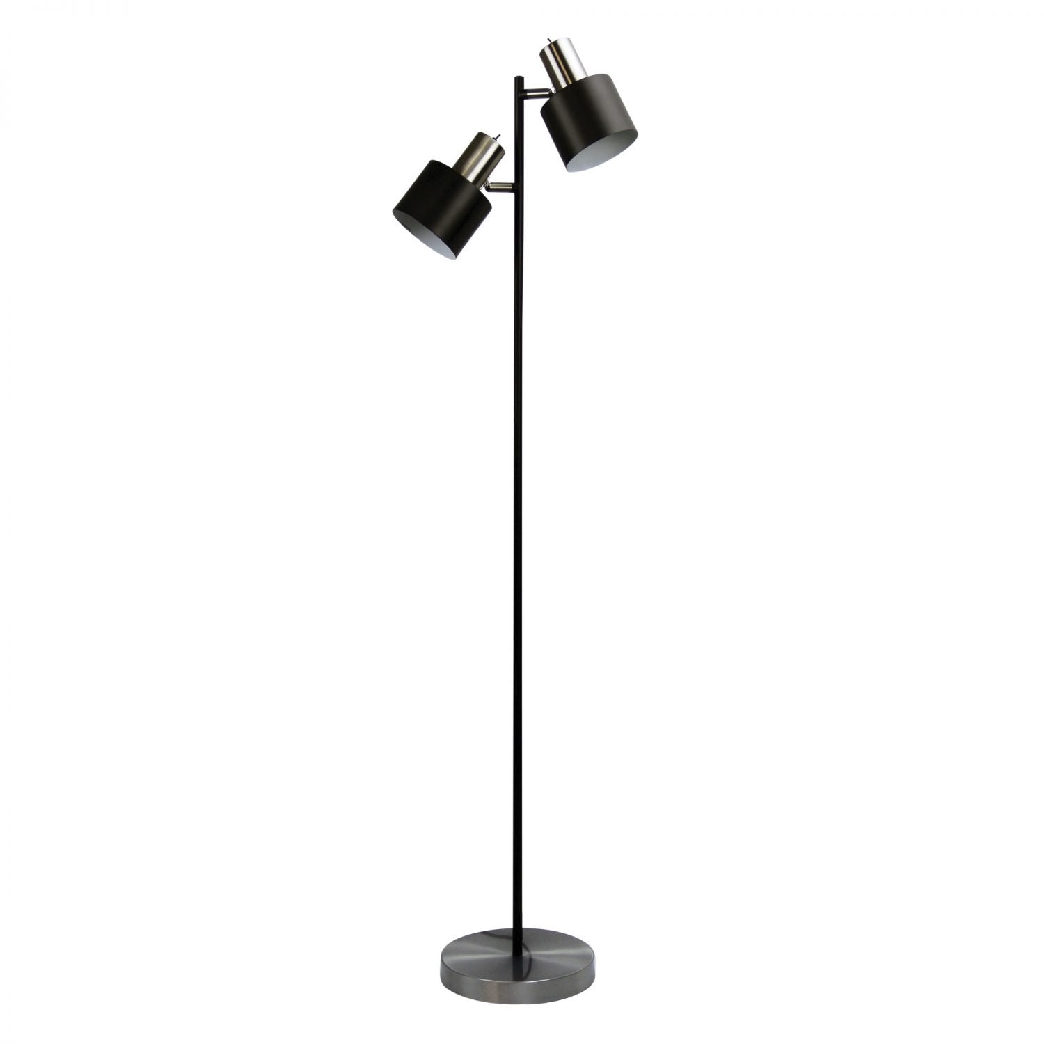 Ari 2 Light Floor Lamp Black With Brushed Chrome Head - SL98787/2BC-Floor Lamps-Oriel Lighting