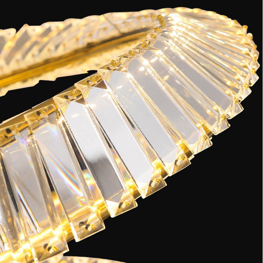 ASCOT DUO 65W LED Crystal Chandelier with Gold Edging-Chandeliers-Lighting Creations