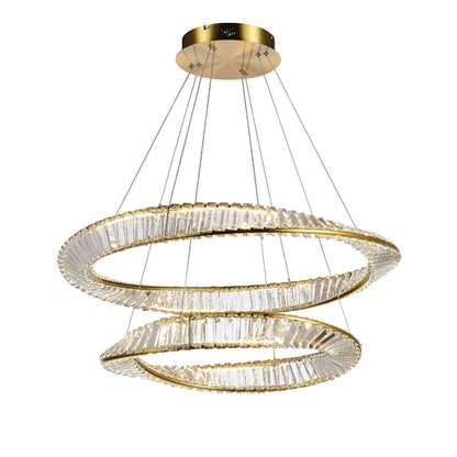 ASCOT DUO 65W LED Crystal Chandelier with Gold Edging-Chandeliers-Lighting Creations