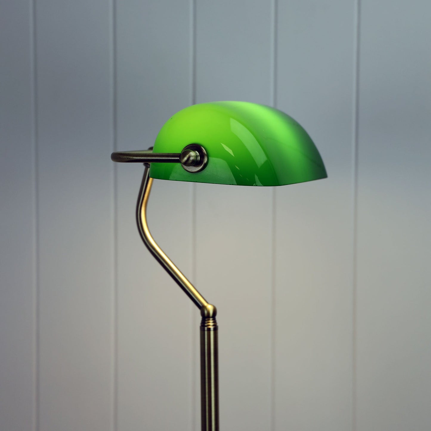 Bankers 1 Light Floor Lamp Antique Brass & Green - OL99443AB-Floor Lamps-Oriel Lighting