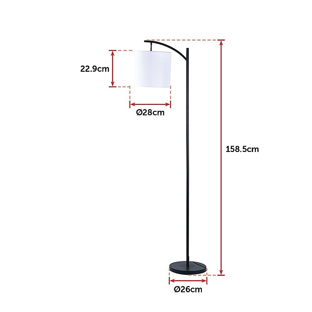 Modern Black Floor Lamp with White Shade & Foot Switch-Lamps-Dropli