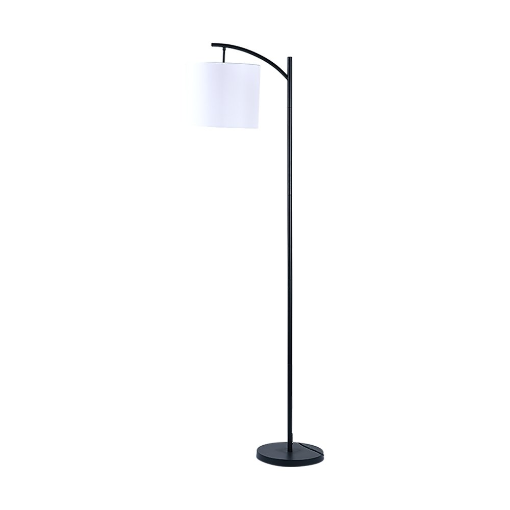 Modern Black Floor Lamp with White Shade & Foot Switch-Lamps-Dropli