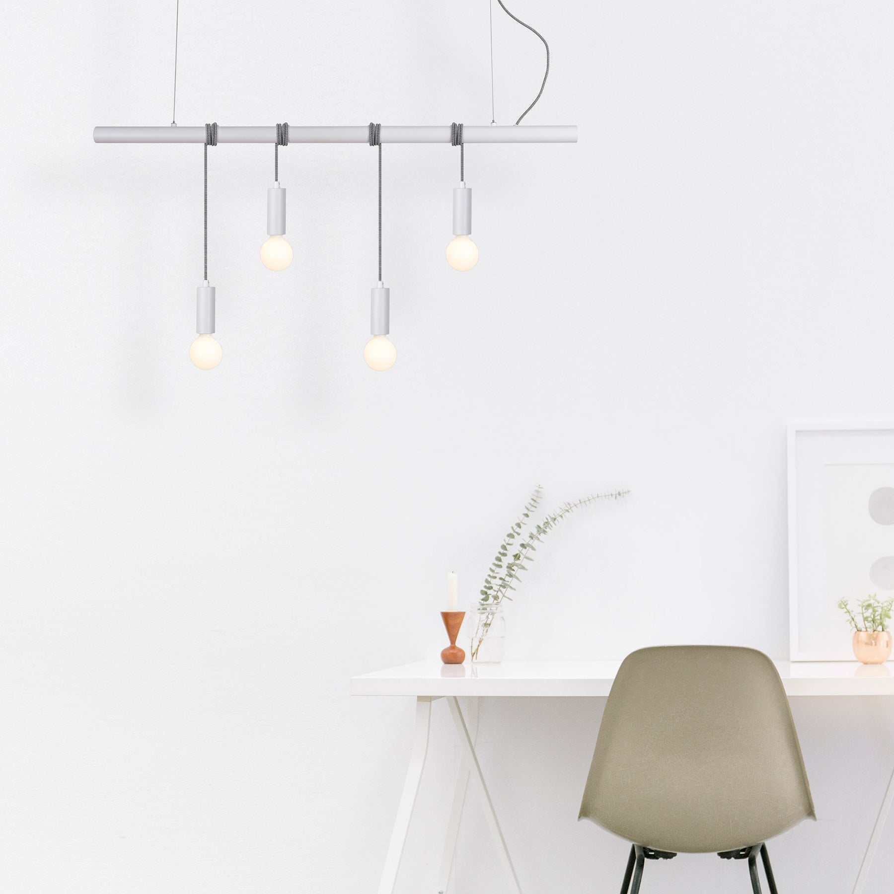 Bikkel 4 Lights Pendant Light - White - LL002PL071W-Island Pendant Lights-Lexi Lighting