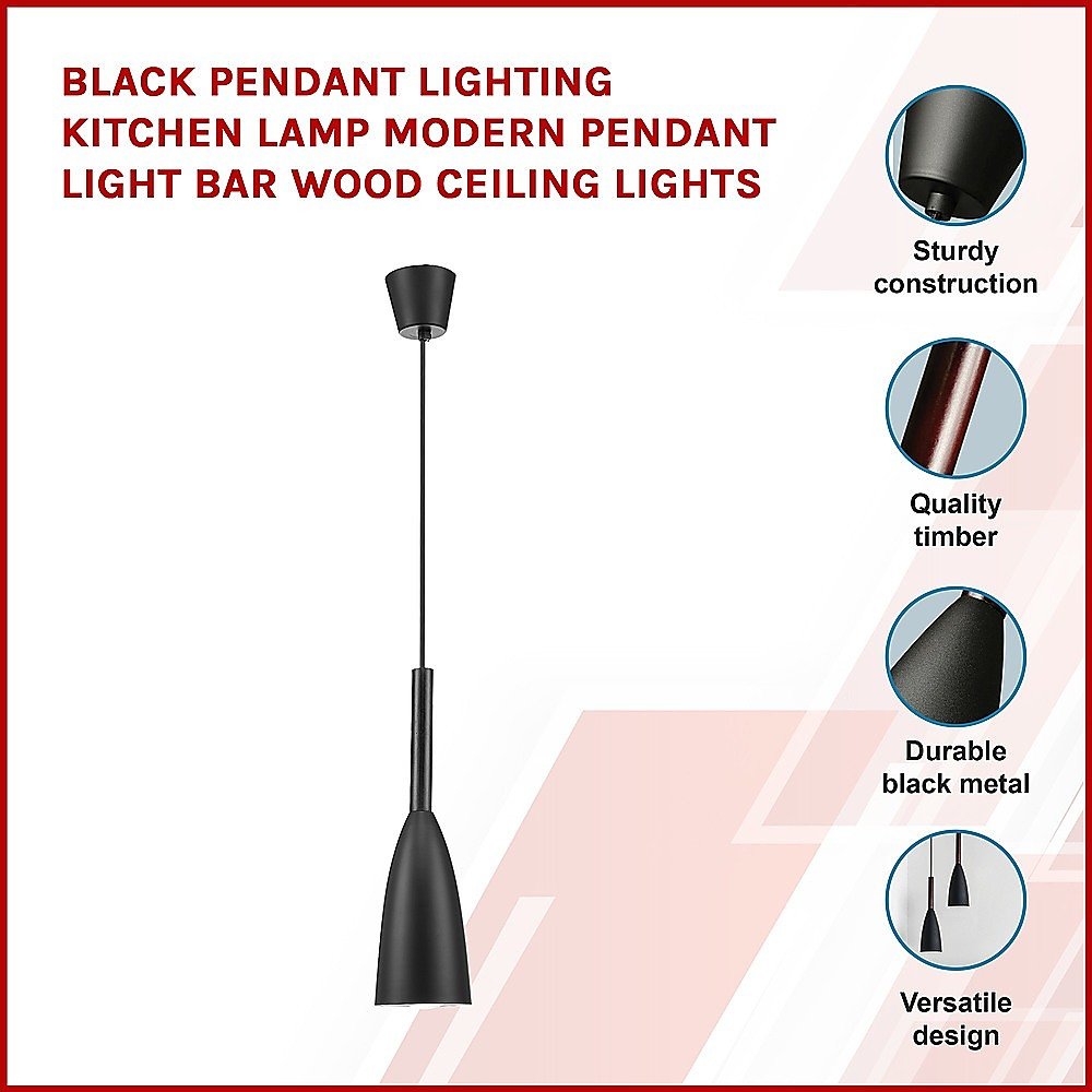 Black Pendant Lighting Kitchen Lamp Modern Pendant Light Bar Wood Ceiling Lights-Home & Garden > Lighting-Koala Lamps and Lighting