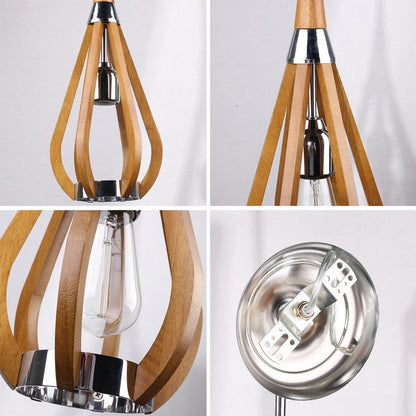 BONITO 1-Light Dark Brown Timber Pendant Light with a tear drop shape-Pendant Light-Dropli