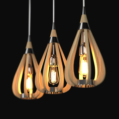 BONITO 1-Light Natural Timber Pendant Light with a tear drop shape-Pendant Light-Dropli