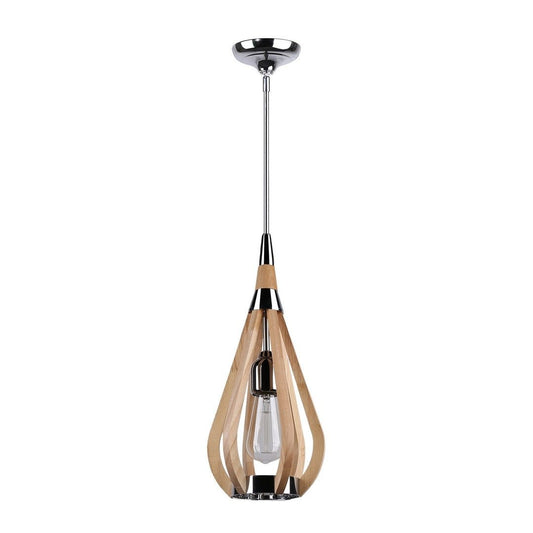 BONITO 1-Light Natural Timber Pendant Light with a tear drop shape-Pendant Light-Dropli