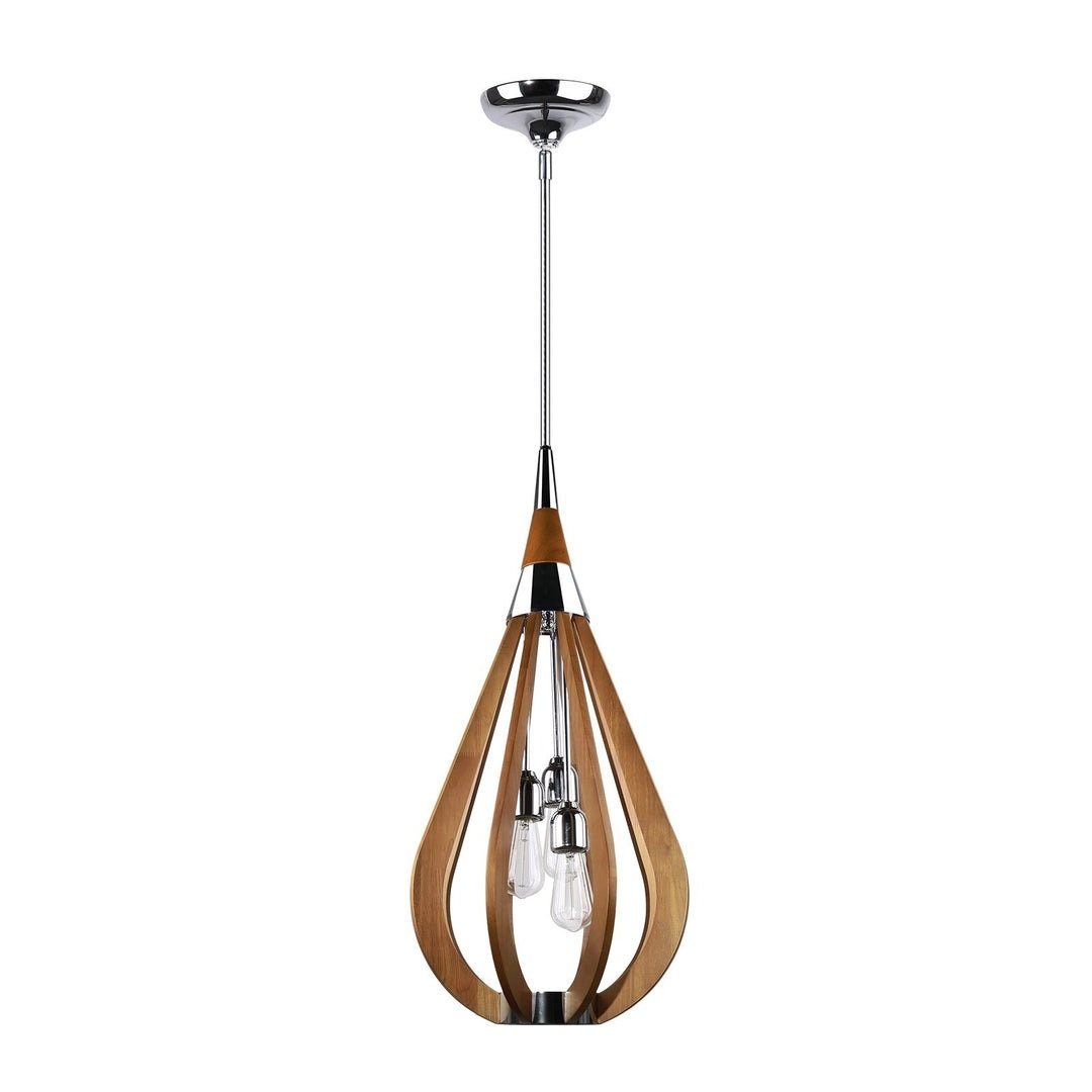 BONITO 3-Light Dark Brown Timber Pendant Light with a tear drop shape-Pendant Light-Dropli