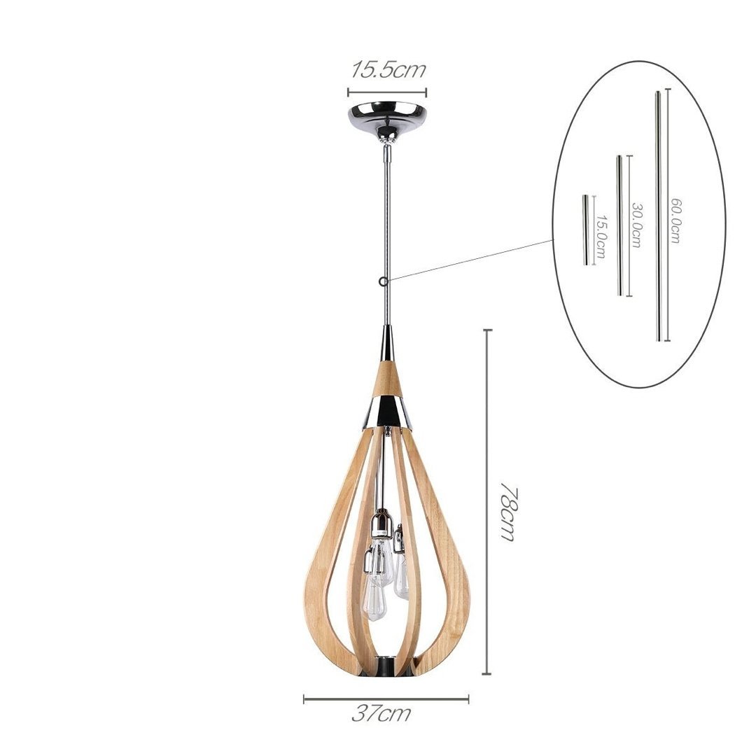 BONITO 3-Light Natural Timber Pendant Light with a tear drop shape-Pendant Light-Dropli