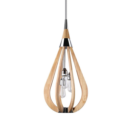 BONITO 3-Light Natural Timber Pendant Light with a tear drop shape-Pendant Light-Dropli