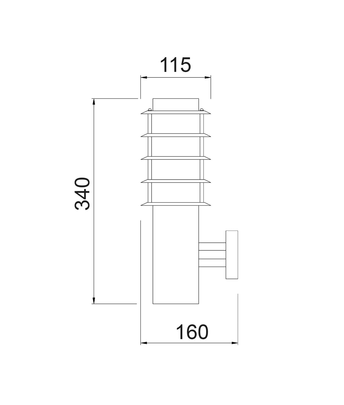 Borda Exterior Louvred Wall Light 304 Stainless Steel Black IP44 - BORDA1-Exterior Wall Lights-CLA Lighting