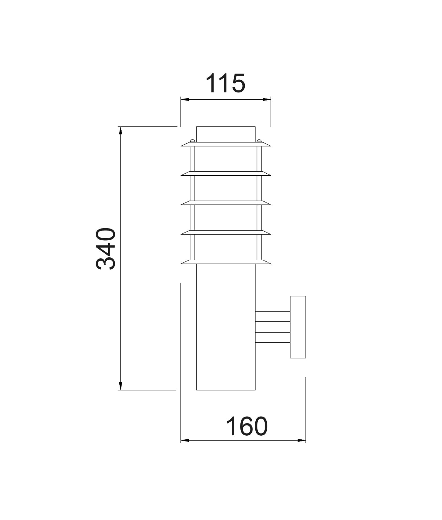 Borda Exterior Louvred Wall Light 304 Stainless Steel Black IP44 - BORDA1-Exterior Wall Lights-CLA Lighting