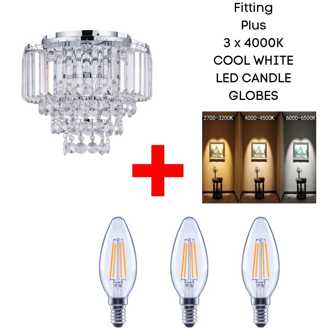 Caia 3 Light Crystal Pendant Chrome-Ceiling Crystals-Lexi Lighting