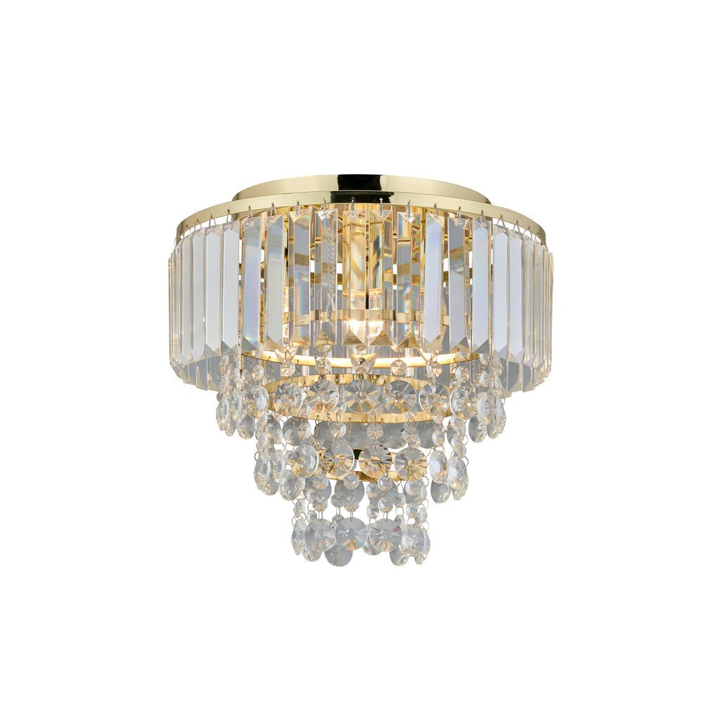 Caia 3 Light Crystal Pendant Gold - LL002CL121G-Ceiling Crystals-Lexi Lighting