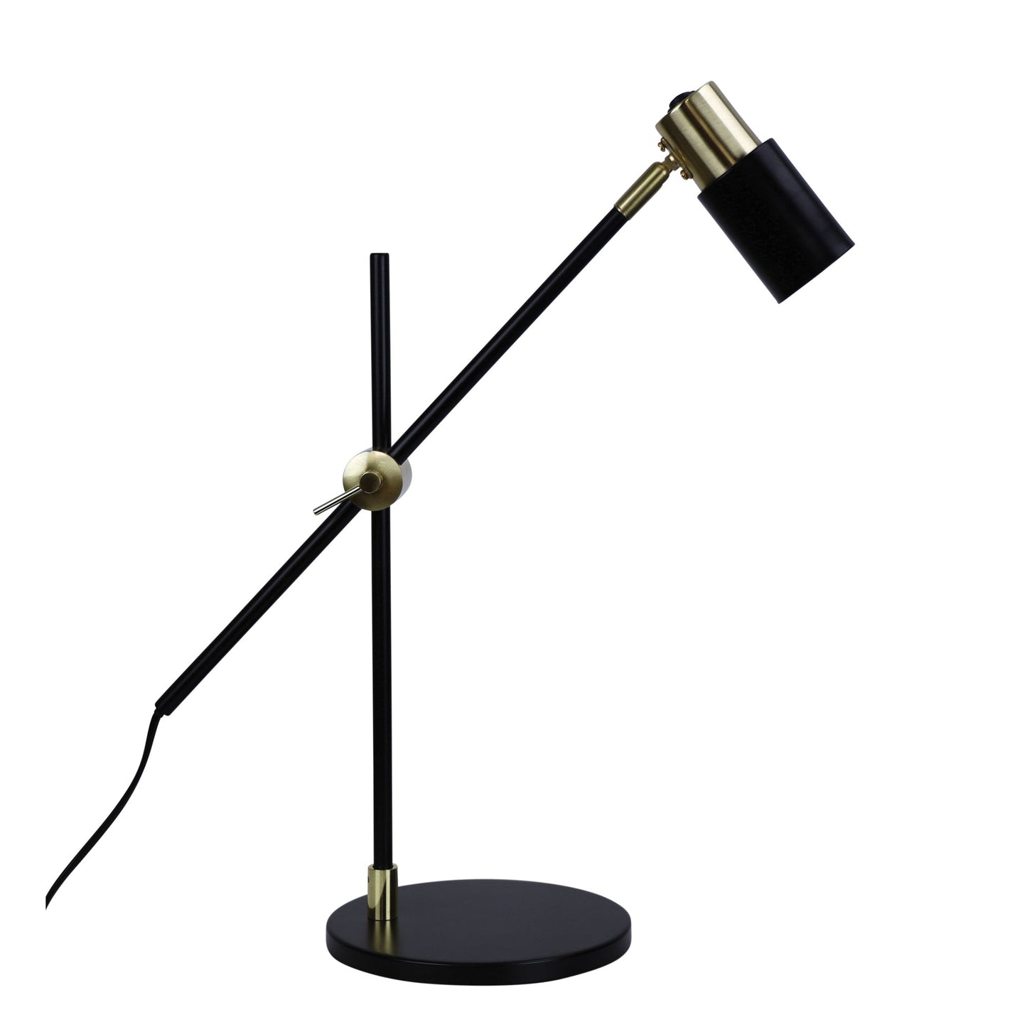 Charlie Desk Lamp Black and Satin Brass (With Globe)-TABLE AND FLOOR LAMPS-Oriel