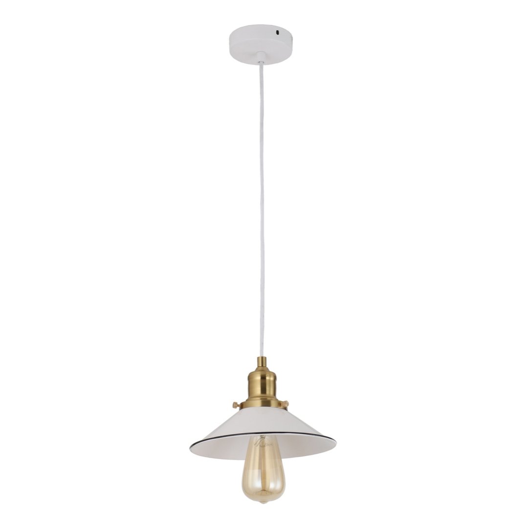 Cerema Coolie Mini White with Antique Brass & Black Highlight Pendant Lights-Pendant Light-CLA Lighting