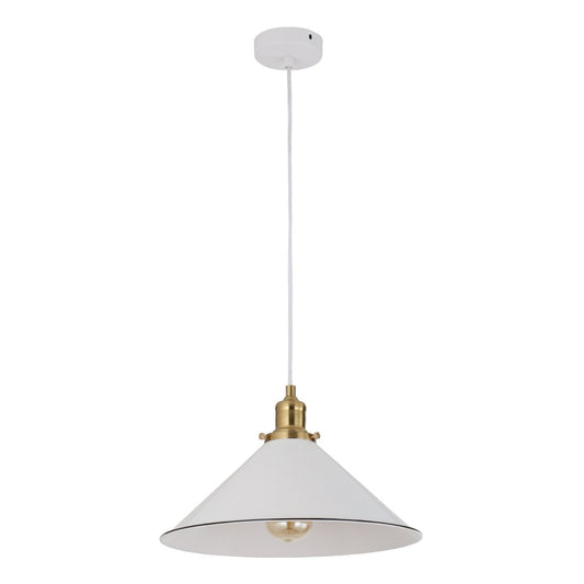 Cerema Coolie White with Antique Brass & Black Highlight Pendant Lights-Pendant Light-CLA Lighting