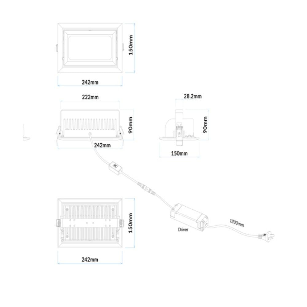 CLA SHOPTRI - 35W LED Tri-Colour Dimmable Recessed Shop Lighter Downlight IP20 240V CLA Lighting, DOWNLIGHTS, cla-shoptri-35w-led-tri-colour-dimmable-recessed-shop-lighter-downlight-ip20-240v