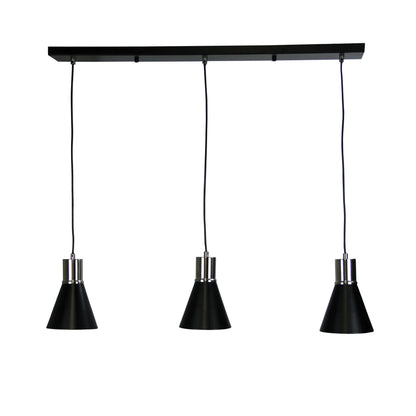 Como 3 Light Pendant Brushed Chrome & Black - OL67513BC-Island Pendant Lights-Oriel Lighting