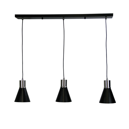 Como 3 Light Pendant Brushed Chrome & Black - OL67513BC-Island Pendant Lights-Oriel Lighting