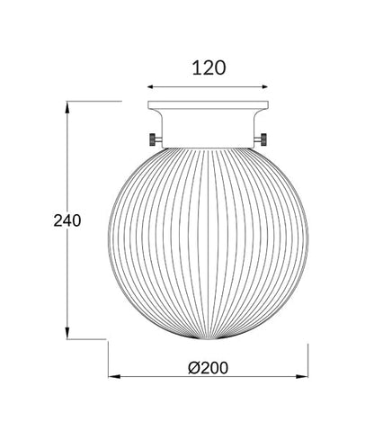 DIYBAT DIY Black Batten Fitting With Clear Large Spherical Ribbed Shape Glass-DIY Batten Fix Lights-CLA Lighting