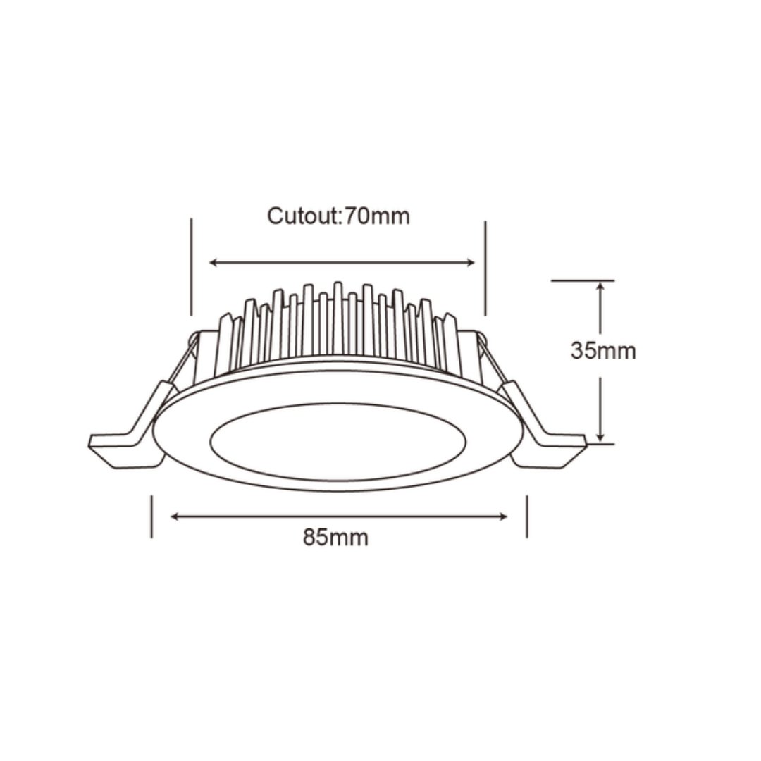 DL110S 10W Tri-Colour Dimmable Aluminium LED Downlight 70mm Cut Out-LED downlight-LC