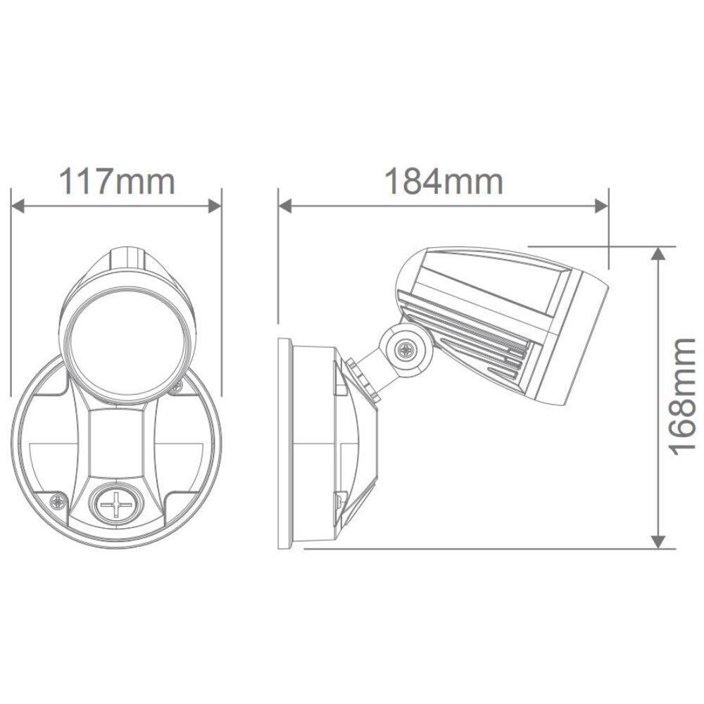 Domus MURO-PRO-15 - 15W LED Tri-Colour Single Head Exterior Spotlight IP54-OUTDOOR-Domus