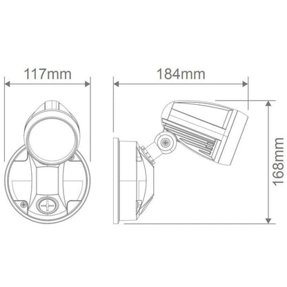 Domus MURO-PRO-15 - 15W LED Tri-Colour Single Head Exterior Spotlight IP54-OUTDOOR-Domus