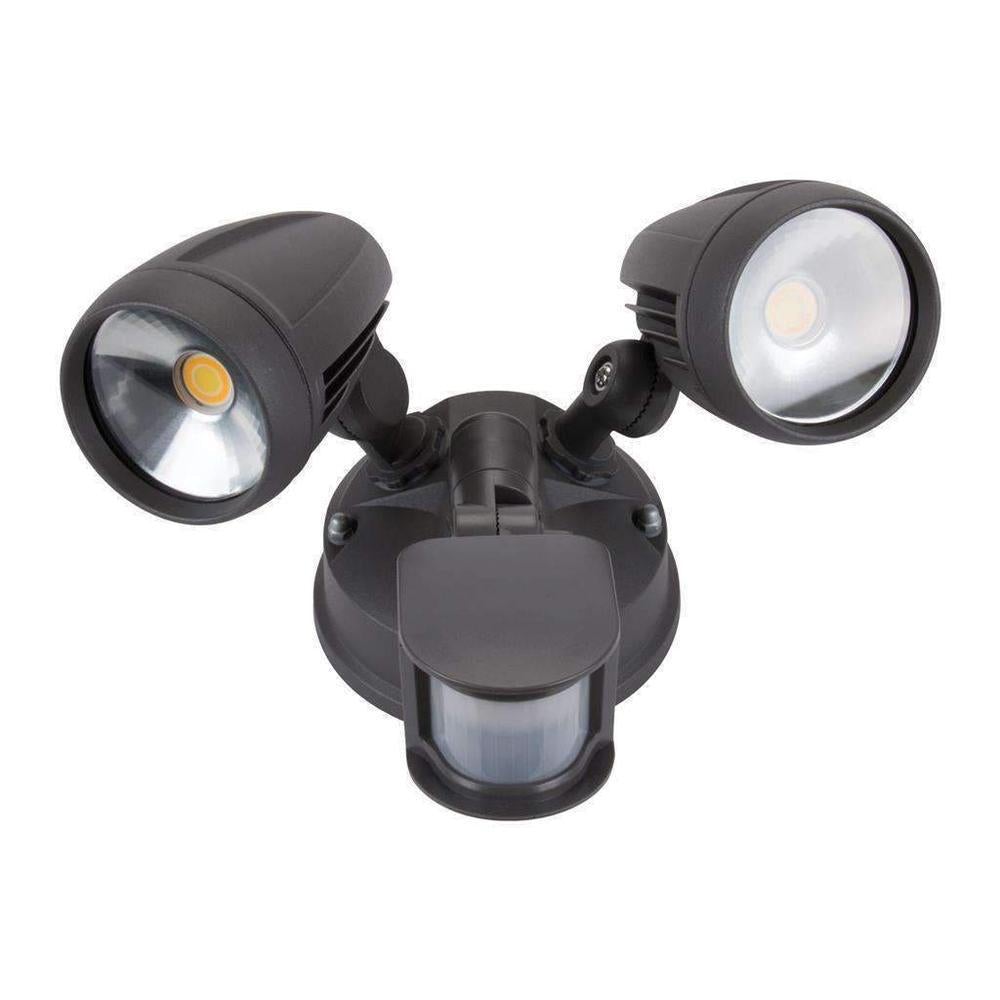 Domus MURO-PRO-30S - 30W LED Tri-Colour Twin Head Exterior Spotlight With Sensor IP44-OUTDOOR-Domus