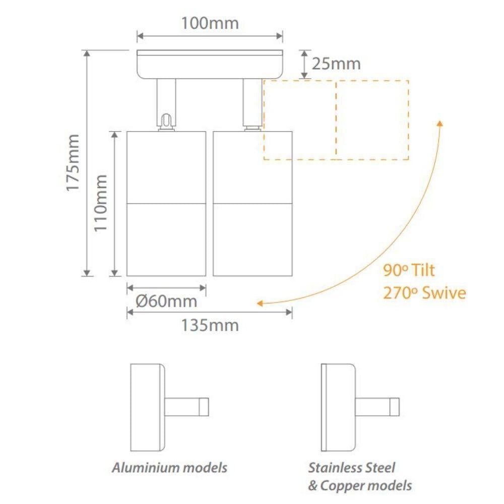 Domus SHADOW-2-ADJ - 2x6W GU10 Exterior Adjustable LED Spotlight IP65-OUTDOOR-Domus