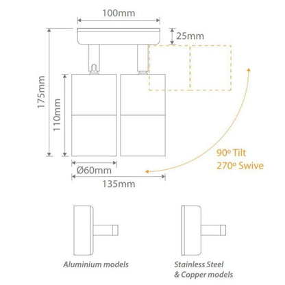 Domus SHADOW-2-ADJ - 2x6W GU10 Exterior Adjustable LED Spotlight IP65-OUTDOOR-Domus