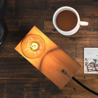 Edison Industrial Style Natural Solid Wood Table light with E27 Lamp base-Table Light-Dropli