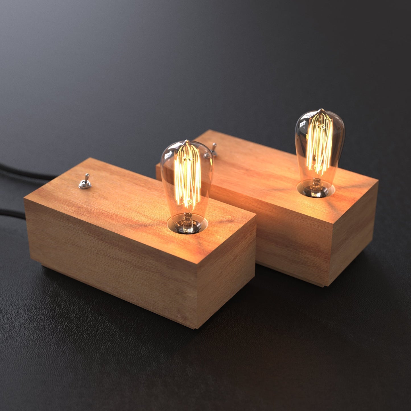 Edison Industrial Style Natural Solid Wood Table light with E27 Lamp base-Table Light-Dropli