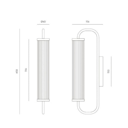 ESTRIADO Matte Brass 6W LED Fluted Glass Wall Light-Wall Light-Lighting Creations