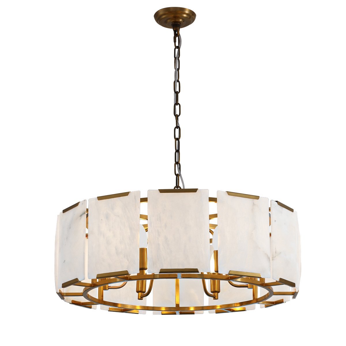 Florence Alabaster Pendant - Round Antique Brass--CAFE Lighting & Living