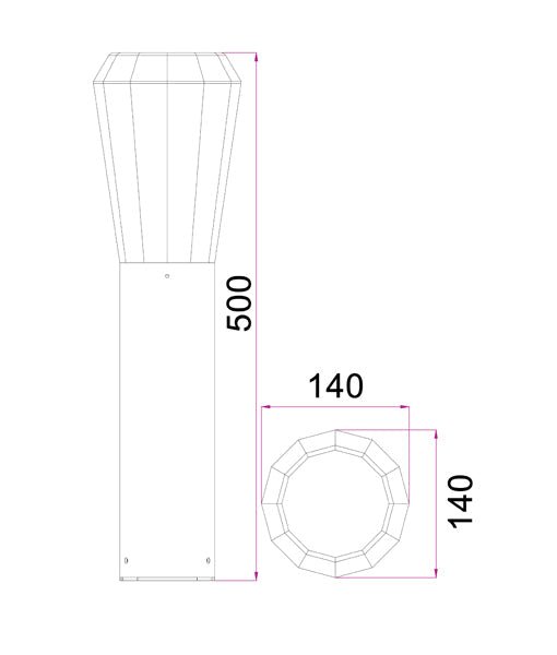 GEB Exterior LED Bollar Dark Grey 13W 3000K IP54 500mm - GEB2-Bollard Lights-CLA Lighting